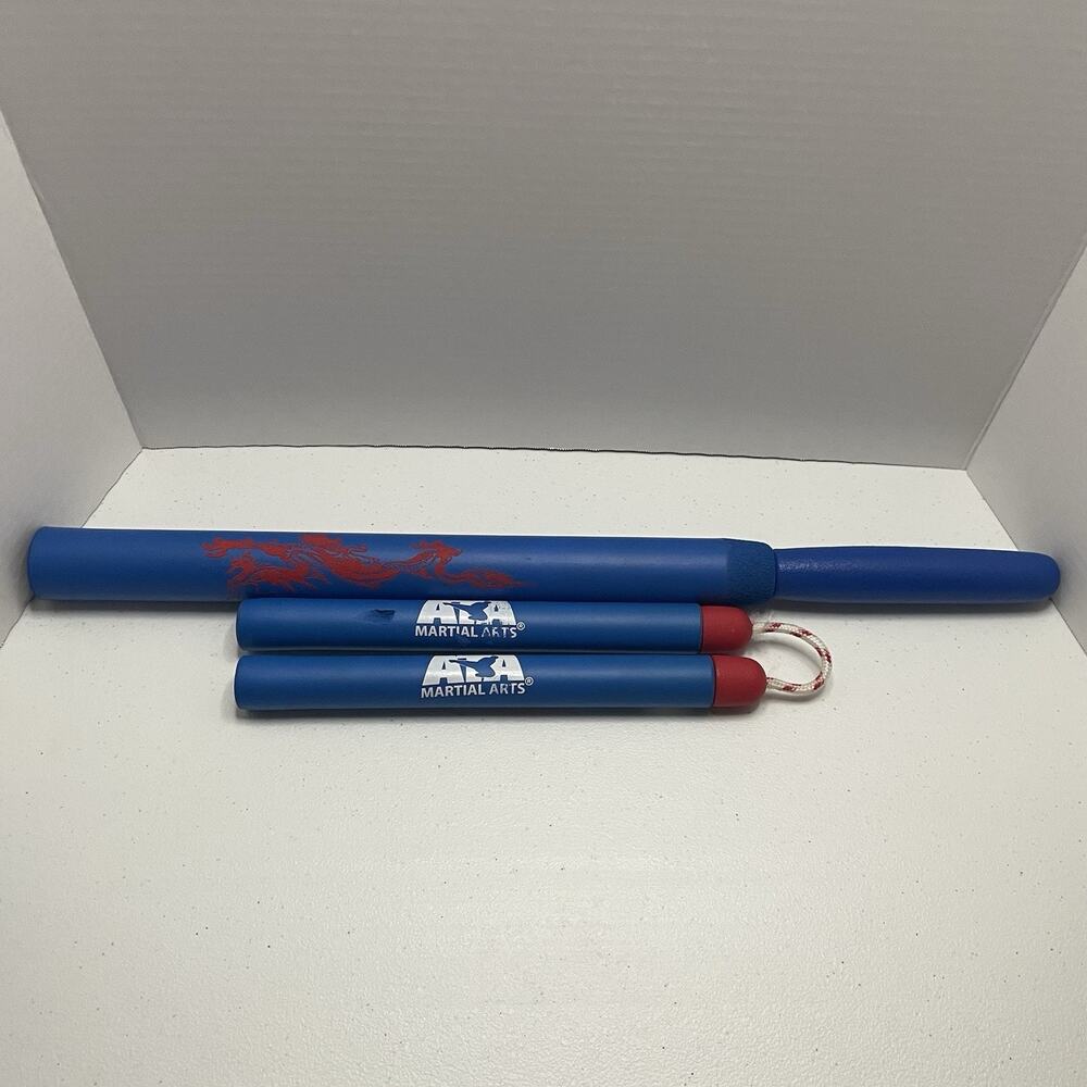 ATA Youth FLAW 21” Bahng Mahng Ee 10” Nunchucks Foam Taekwondo Blue Martial Arts